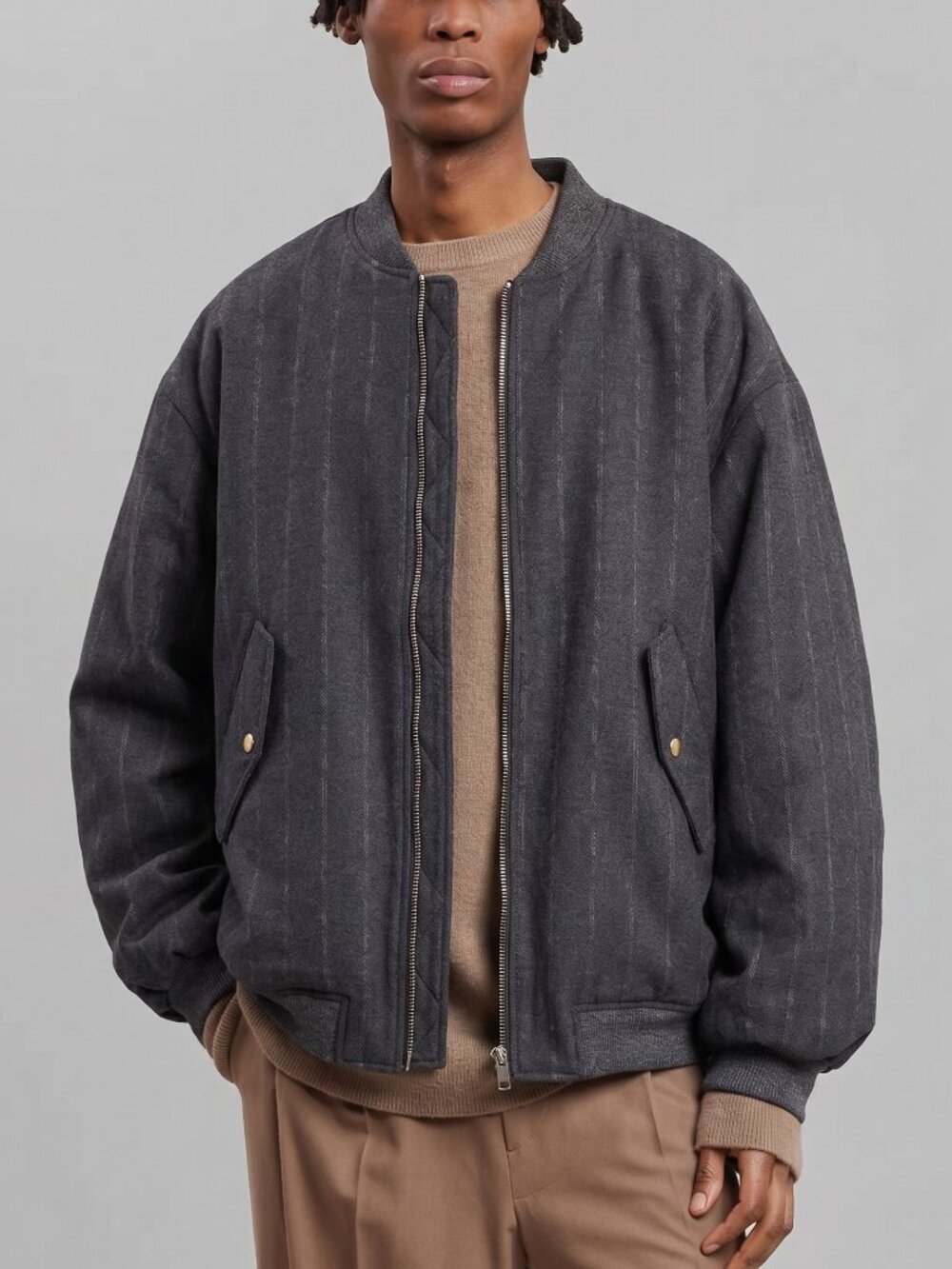 THE FRANKIE SHOP  Oversized Astra Bomber M/L Grey Stripe - THE ORIGINAL GRAIL
